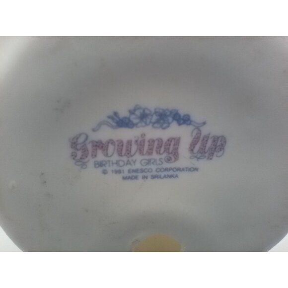Growing Up Birthday Girls 5 Enesco 3.75" Celebration Blond Hair Blue Dress 1981 - Picture 15 of 16